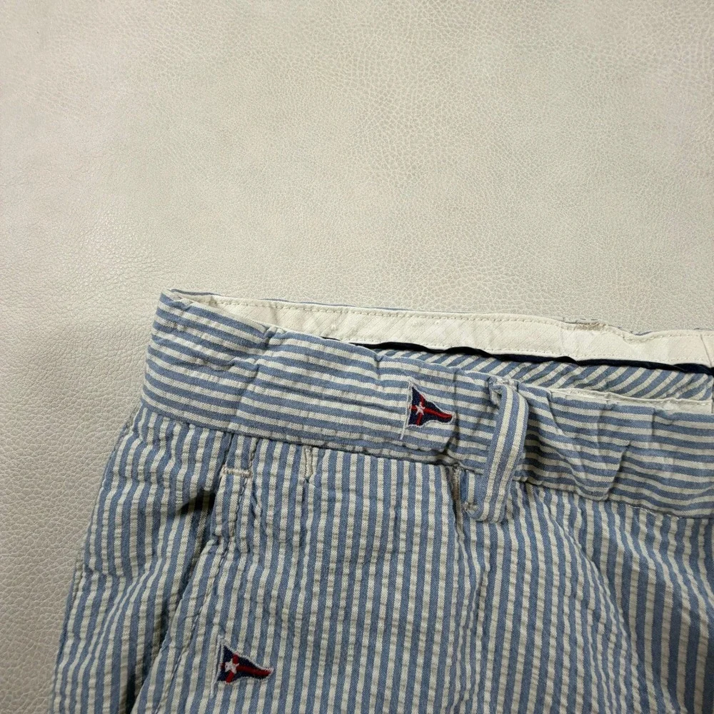 Polo Ralph Lauren Mens 32x30 Seersucker Striped Nautical Pennant Flag Pants Blue